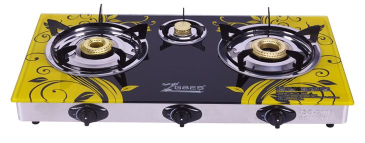Hot Sell 3 Burner Slim Body Cast Iron Burner Brass Fire Cap Gas Stove
